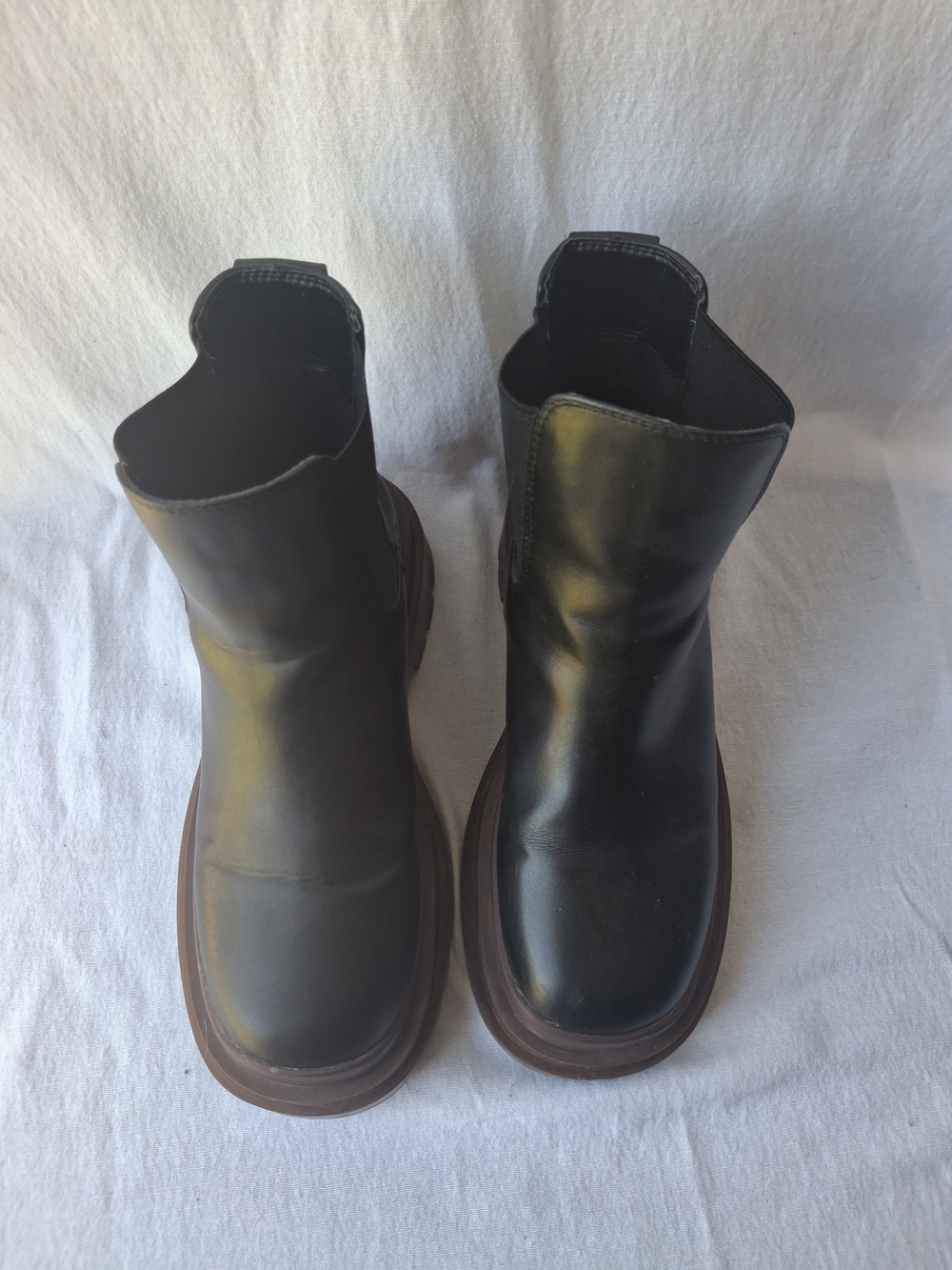Black Chelsea Boots with Brown Sole